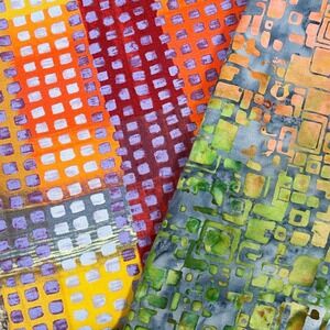 Robert Kaufman Fabric Jennifer Sampou Colorful Rhythm Geometric Batik Lot